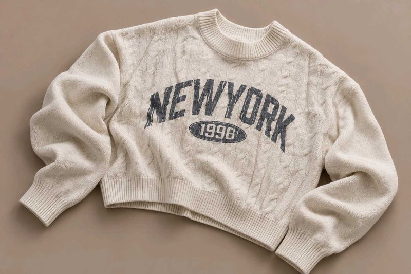CREAM CABLE KNIT CROPPED SWEATER
