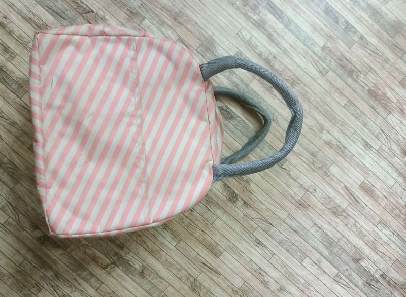 Pink Stripe Lunch Bag