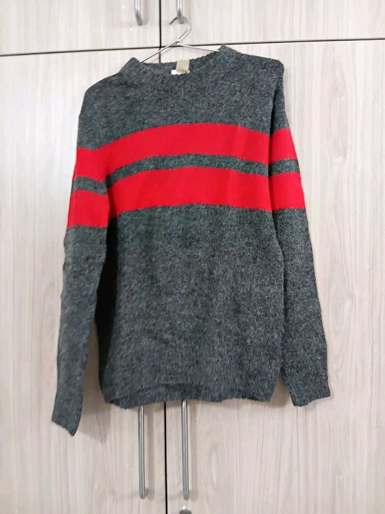 Striped Grey &amp; Red Sweater