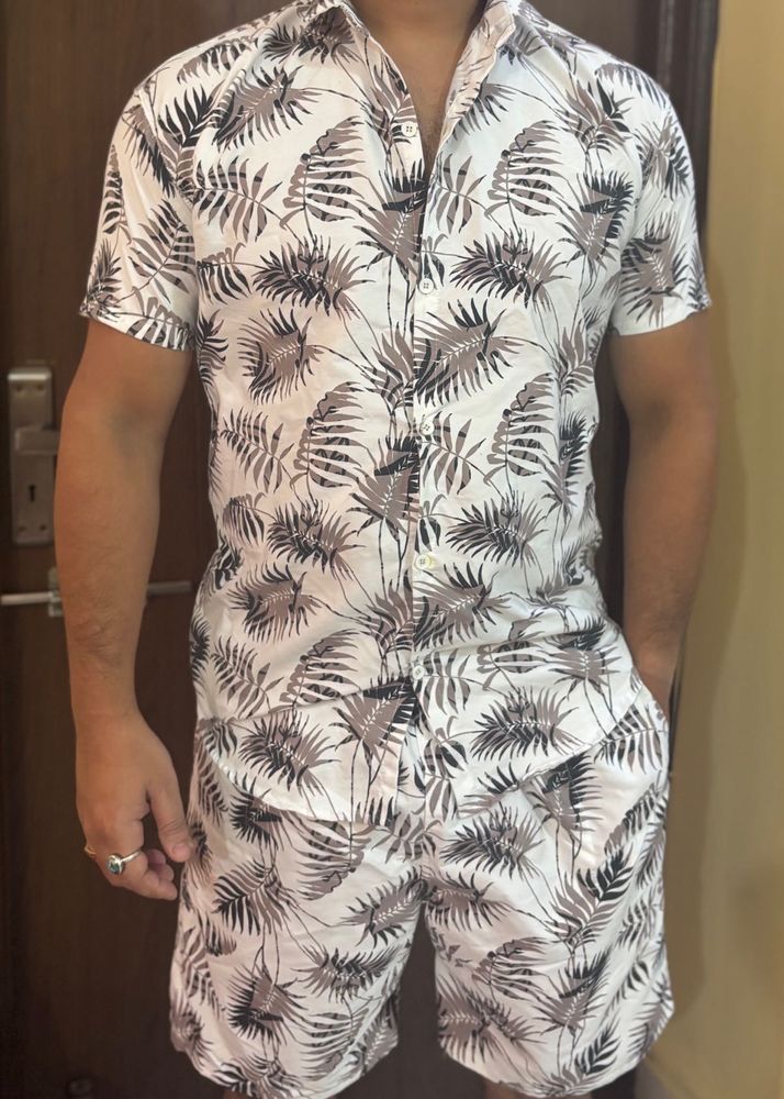 Coord - Men's Tropical Print Shirt &amp; Shorts Se