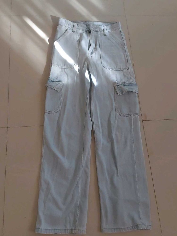 Light Wash Cargo Jeans