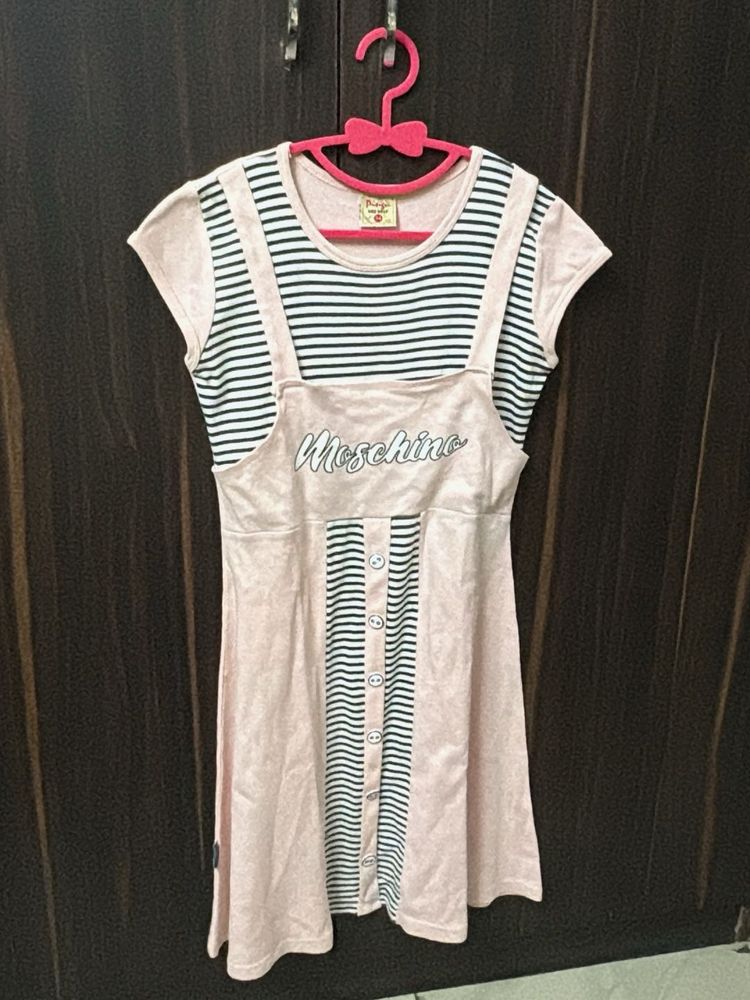 Cute Pink Pinafore Dress