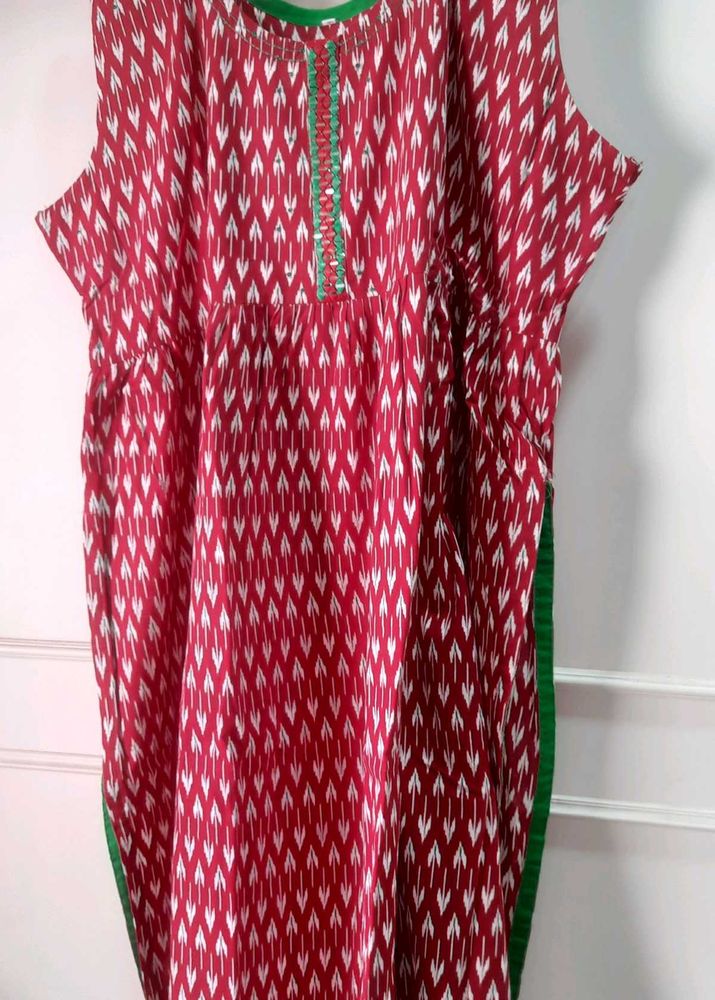 Pure Cotton &amp; organic Ikkat real mirror work Kurti