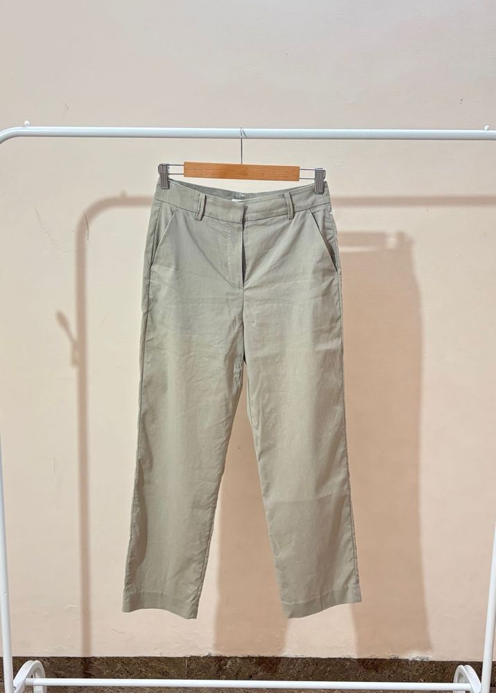 Light Beige Wide Leg Trousers