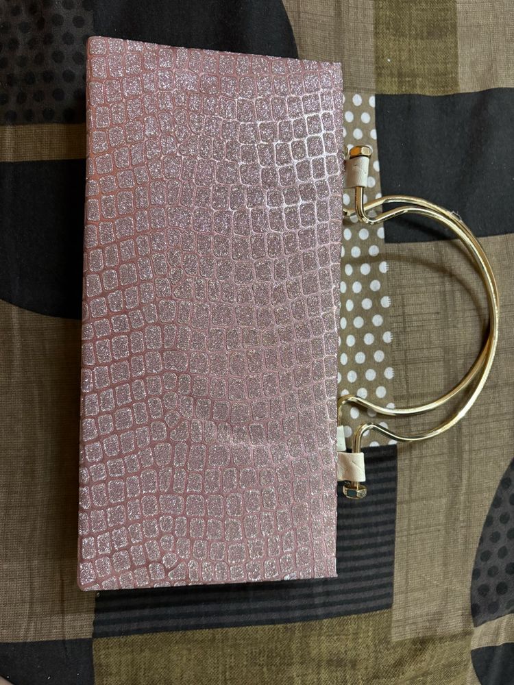 Sparkly Rose Gold Clutch Bag