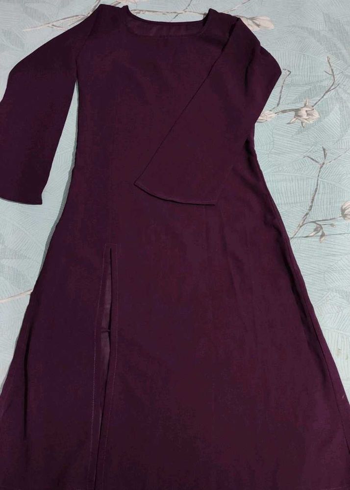 Elegant Purple Kurta with Slit