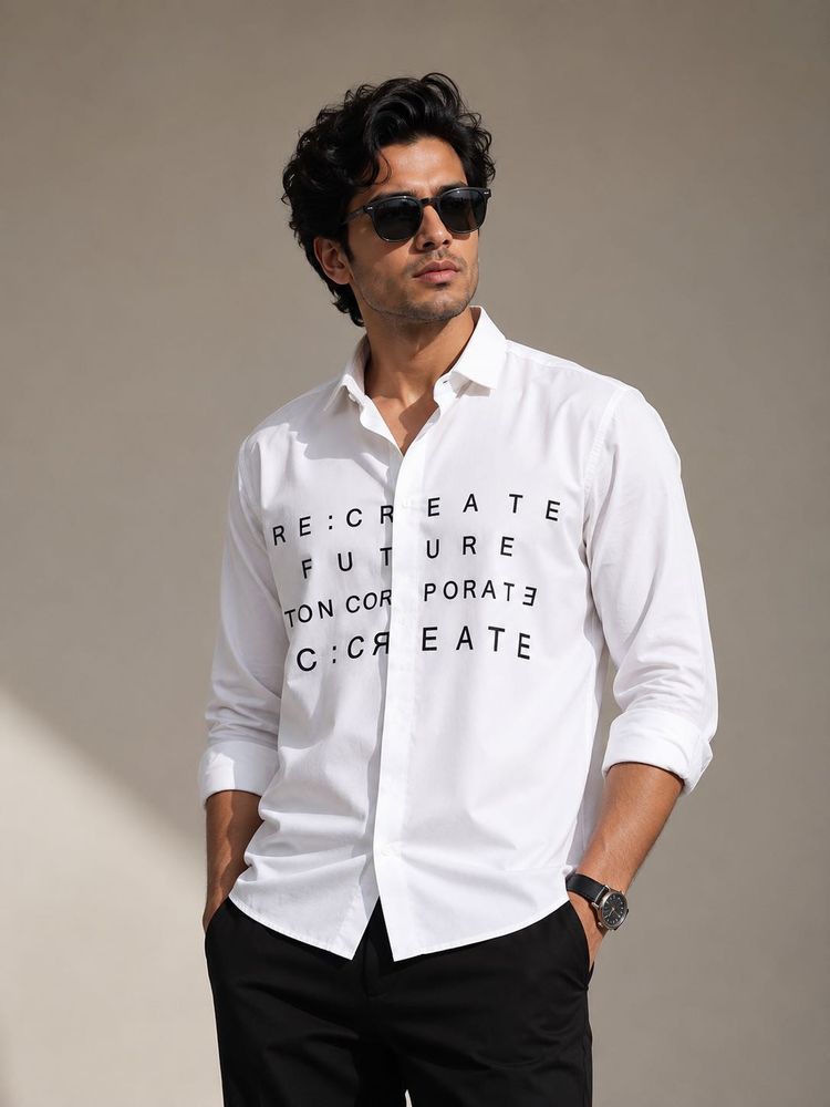 Jack&amp;Jones Men's White Graphic Print Shirt