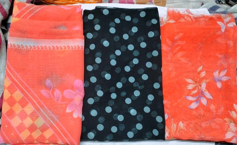 Elegant Chiffon Sarees (Set of 3)