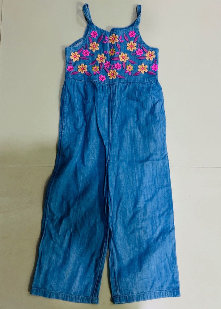 Embroidered Denim Jumpsuit