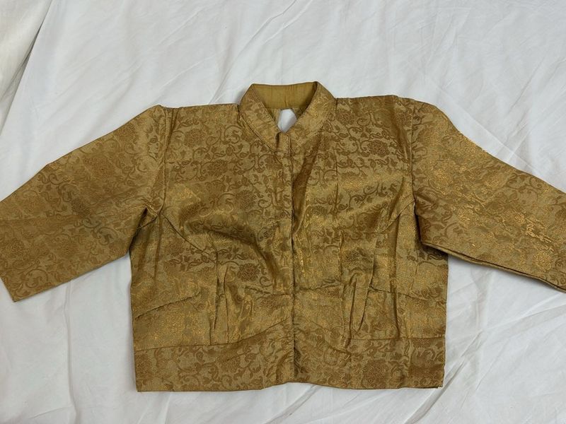 PREMIUM BANARASI GOLDEN BLOUSE.