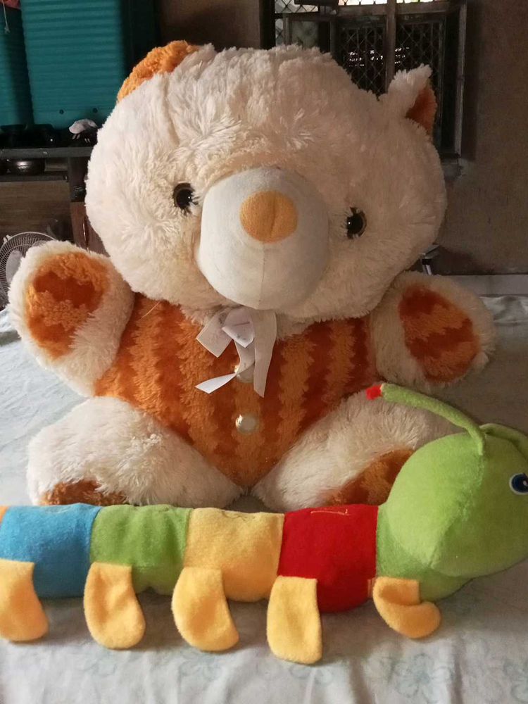 Cute Teddy Bear and Caterpillar Plush Toy Set