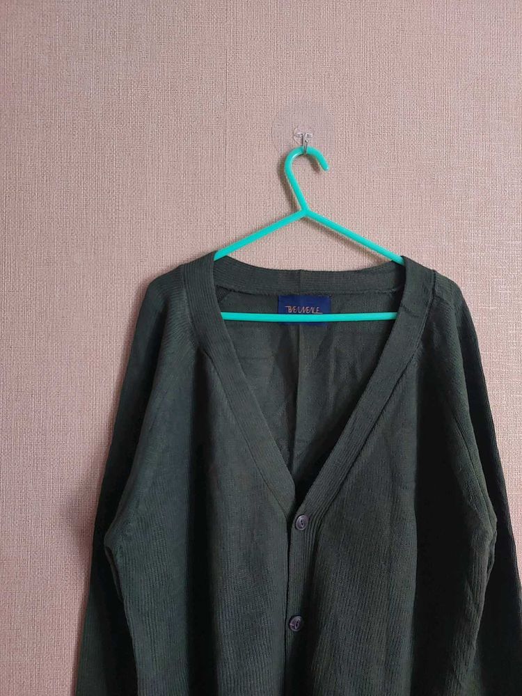 Stylish Olive Green Cardigan