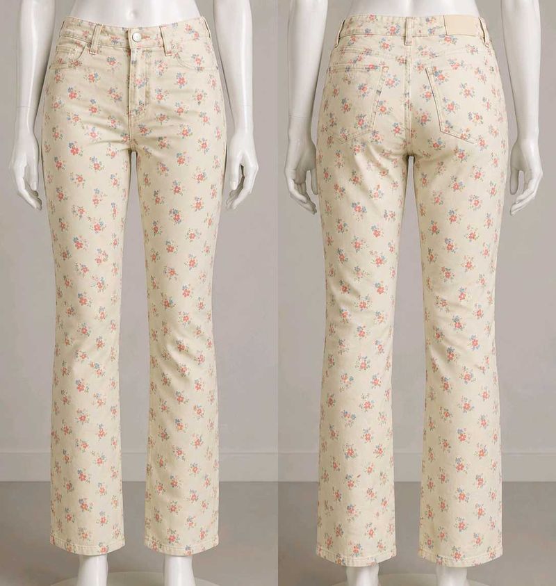 Floral Print Flare Jeans