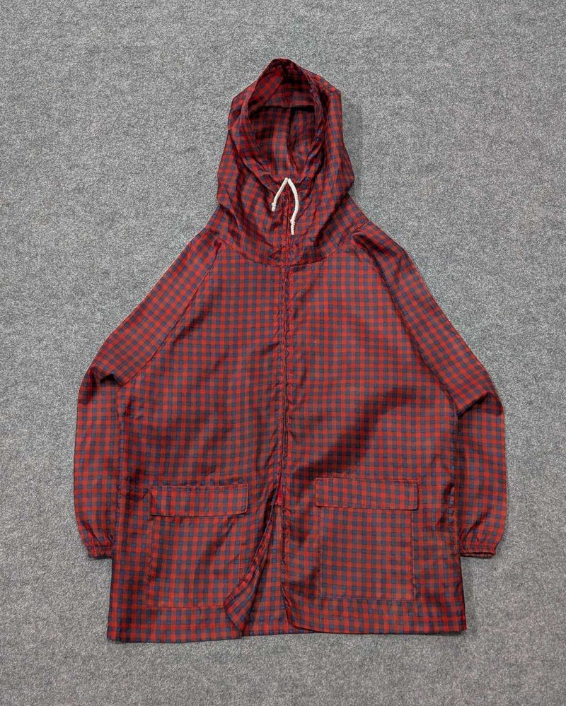 Korean Oversized Red Checkered Hooded Jacket