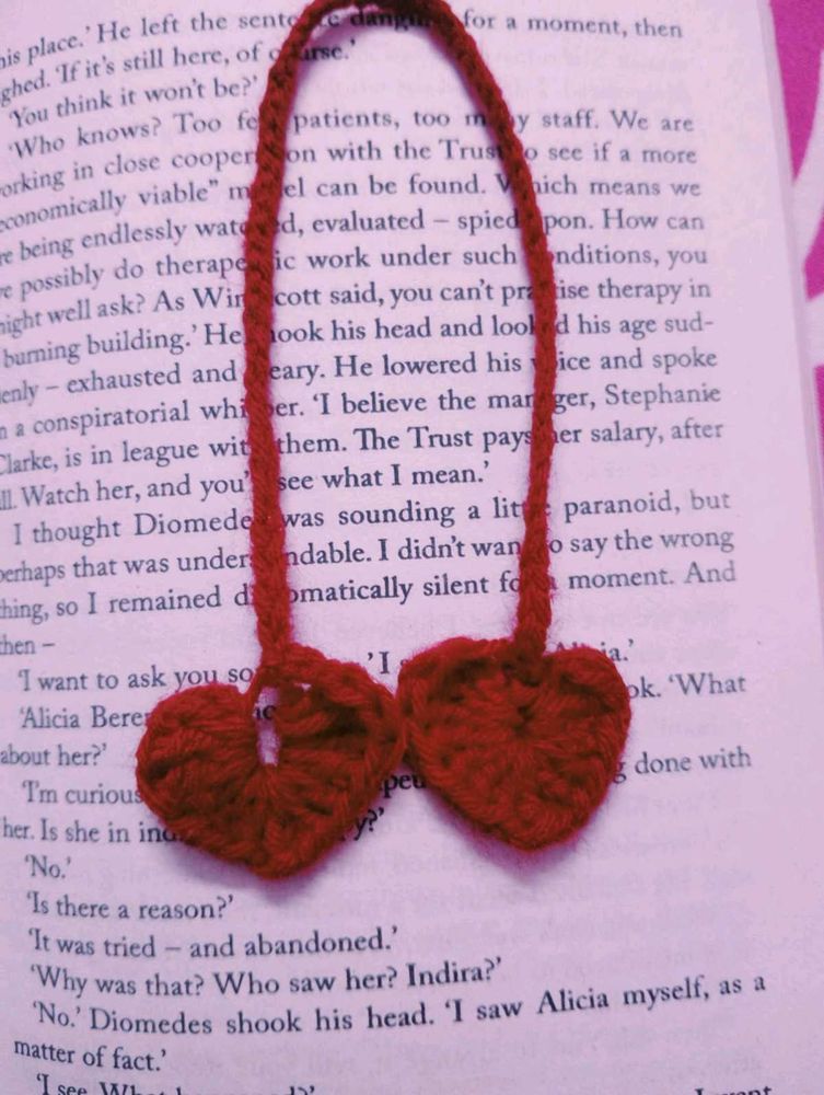 red heart crochet bookmark