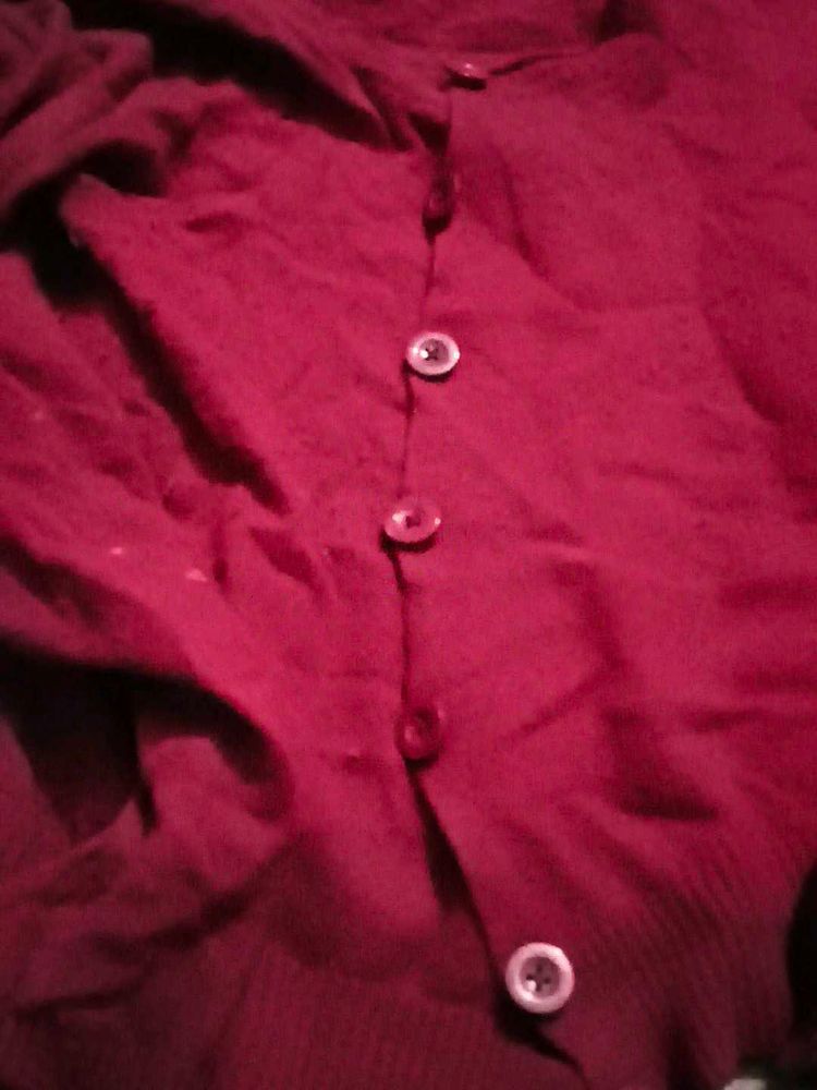 Burgundy Knit Cardigan