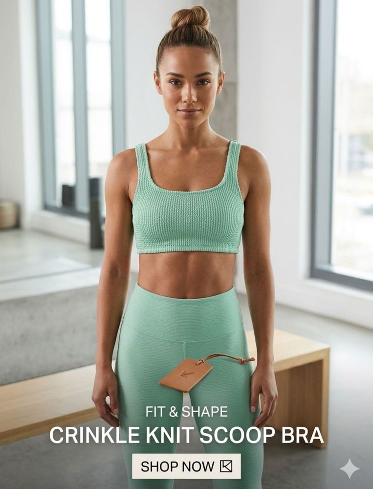 Crinkle Knit Scoop Bra