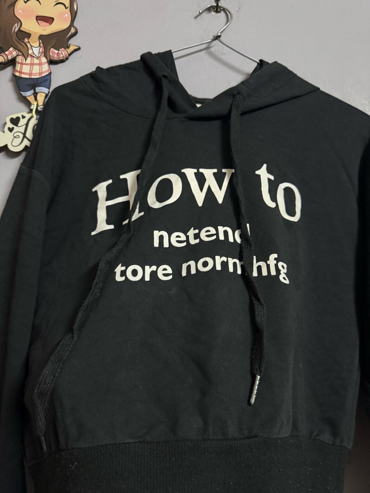 Graphic Print Cropped Hoodie