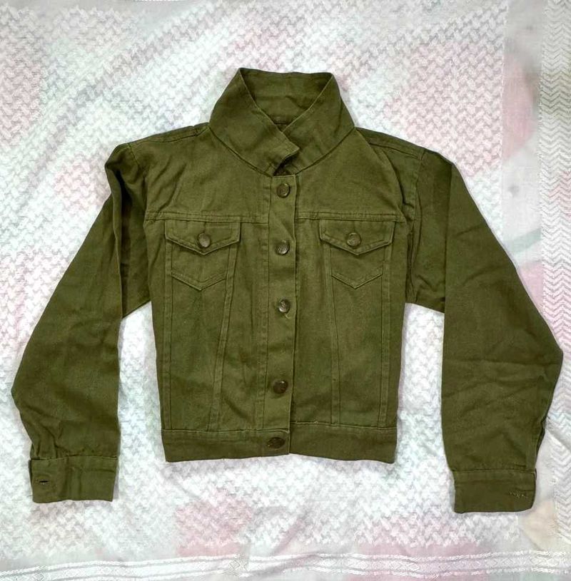 Olive Green Denim Jacket