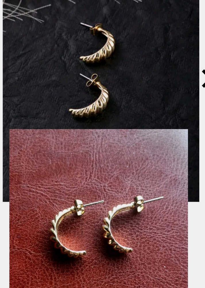SHEIN Gold Croissant &amp; Heart Earrings Combo