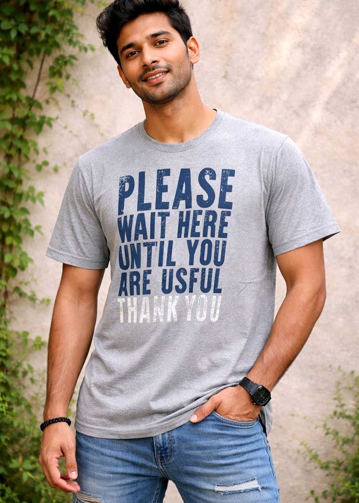 Graphic Print Tee - 'Wait Here'