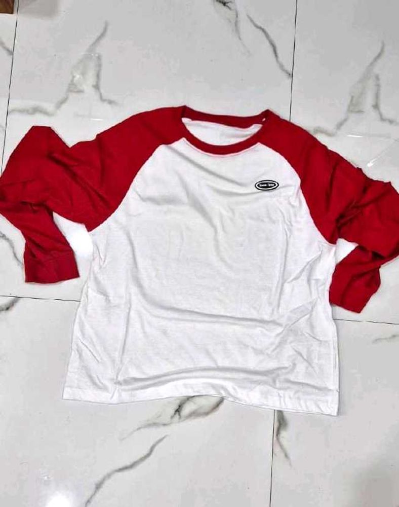 Red &amp; White Baseball Tee