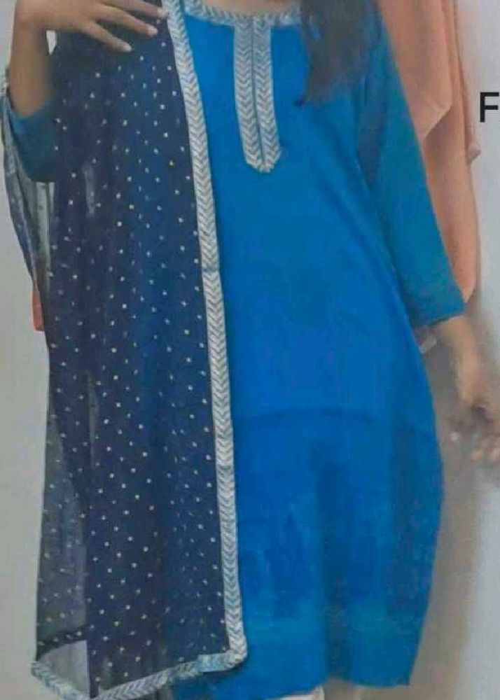 Vibrant Blue Kurta Set with Dupatta