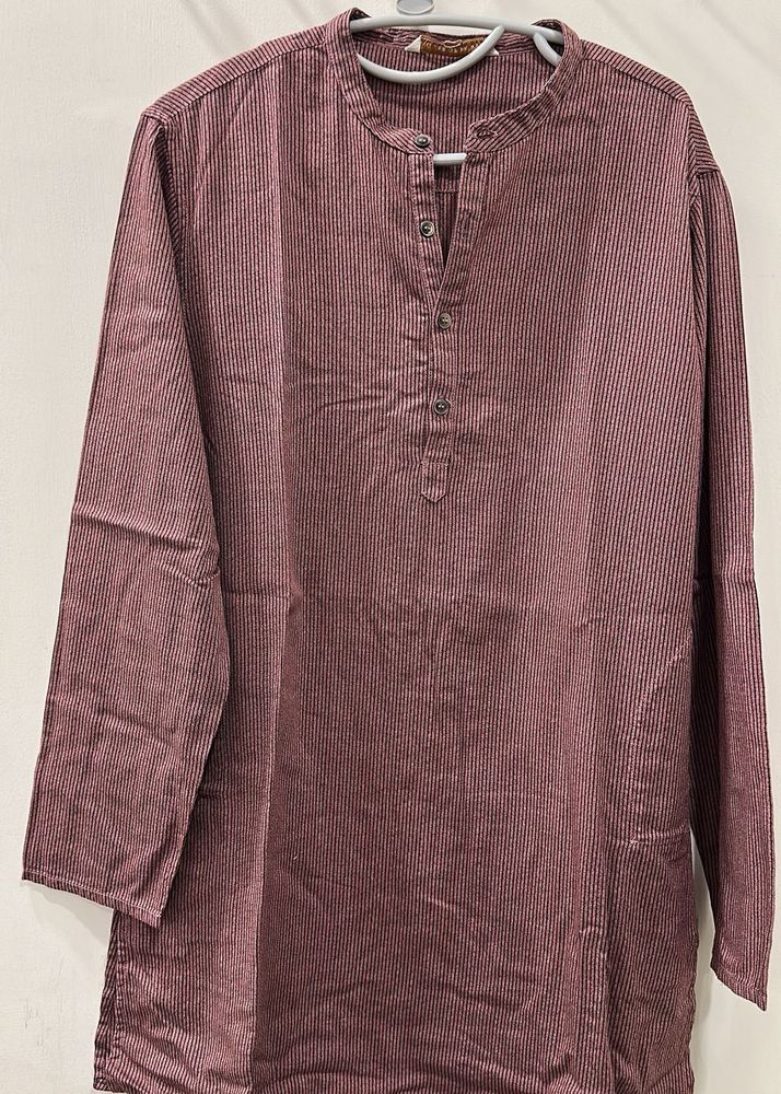 Maroon Striped Kurta