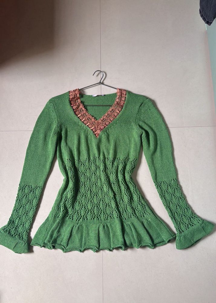 Vintage Knit Crochet Sweater