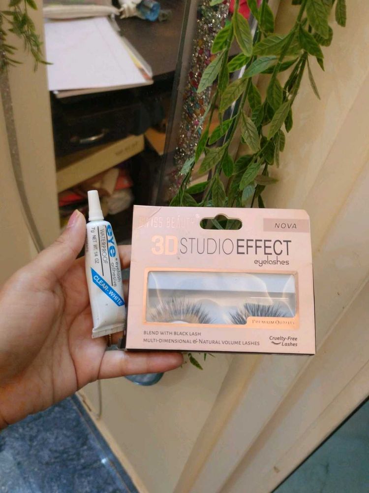 Eyelashes with glue