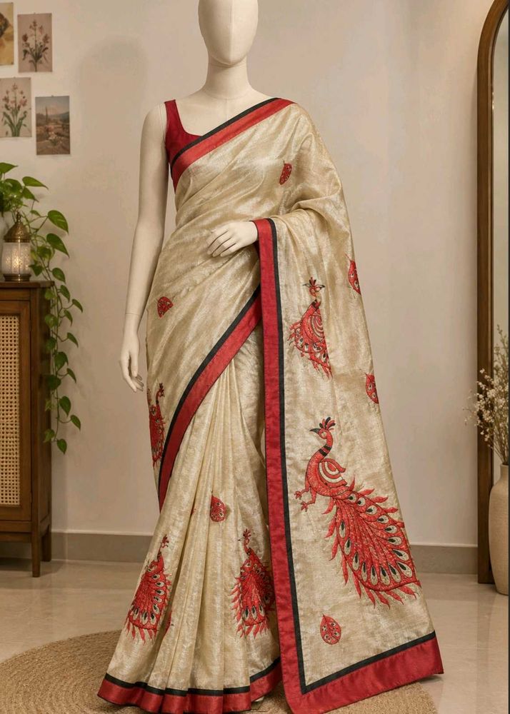 Elegant Peacock Embroidered Saree
