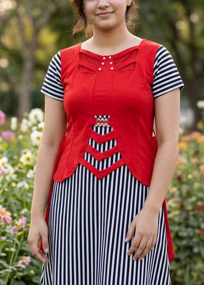 Striped &amp; Red Girls' Dress (