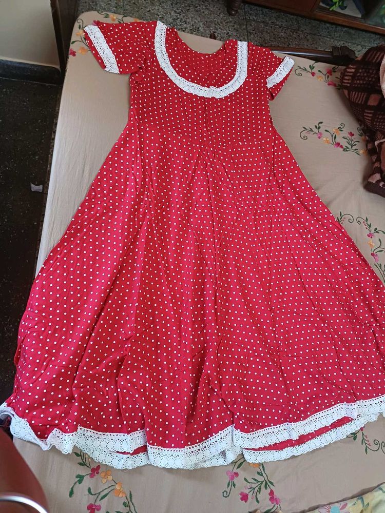 Red Polka Dot Midi Dress