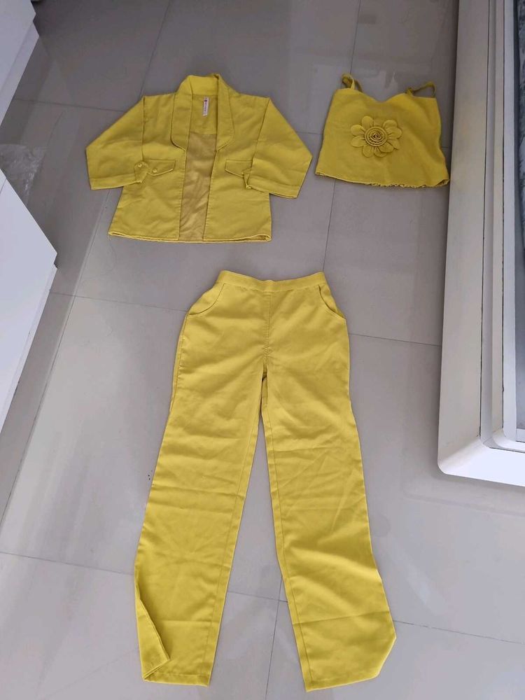 Yellow 3-Piece Pant suit