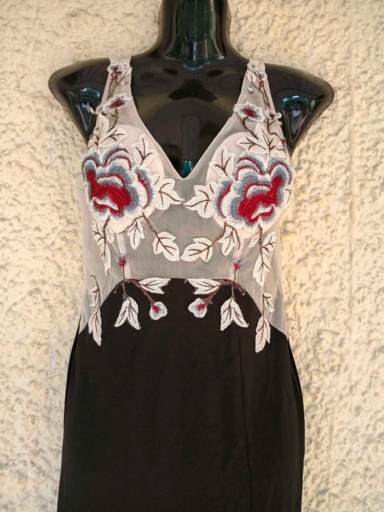 Floral Net Embroidered Dress