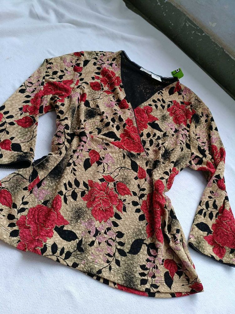 Vintage Floral Print Top