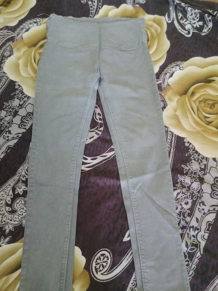 Women's Light Grey Slim Fit Pants