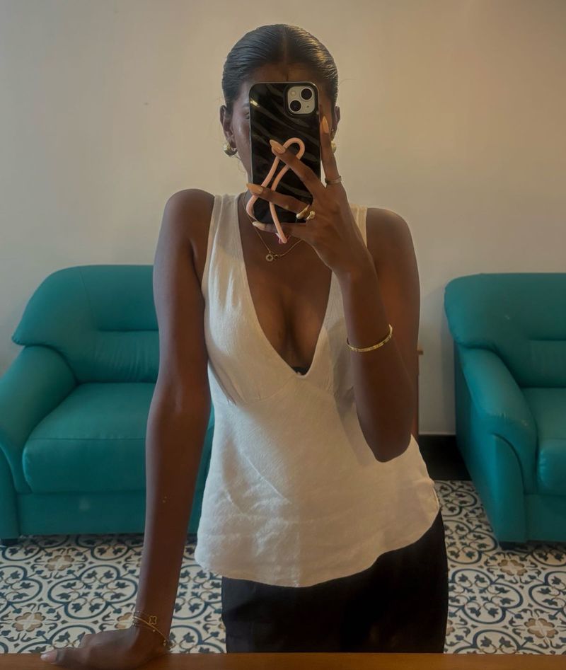 off-white linen top