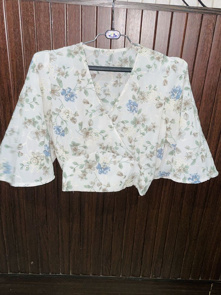 Floral Wrap Crop Top