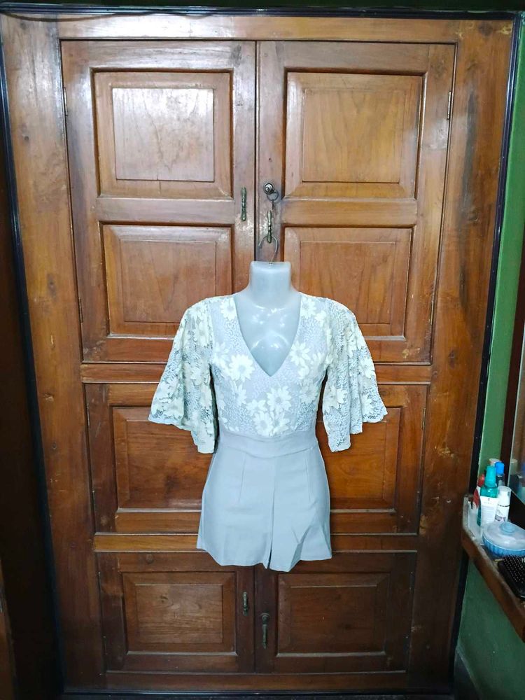 Lace Floral Jumpsuit Shorts