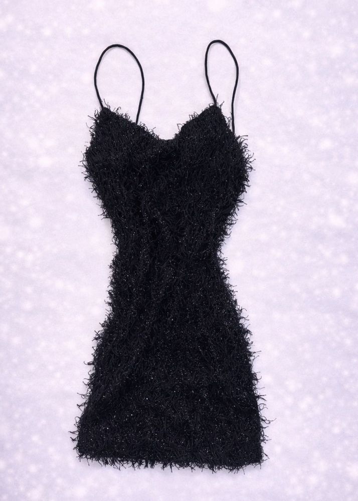 Little Black Fuzzy Mini Dress
