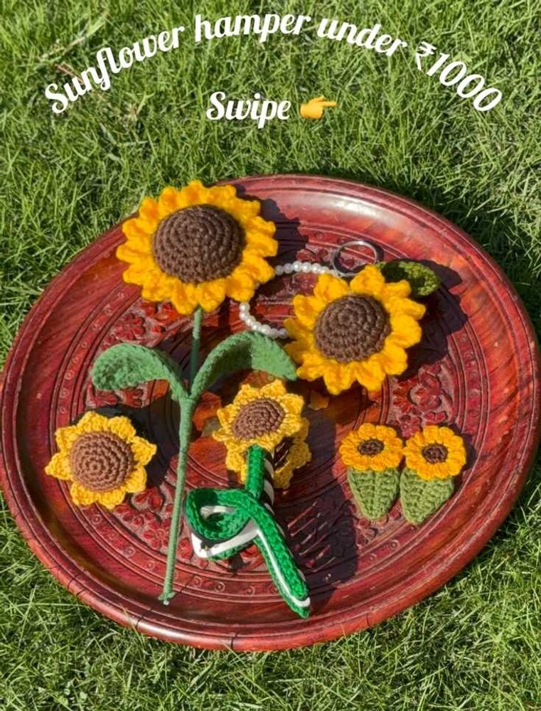 Crochet Sunflower Hamper Set of 5