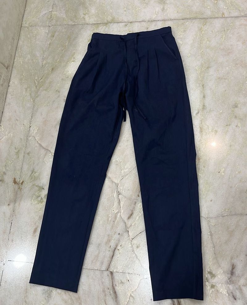 Navy Blue Pleated Trousers