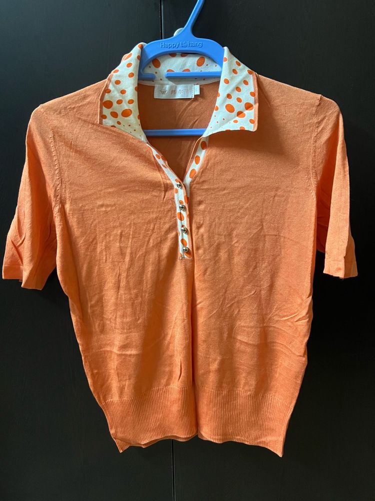 Orange Polo Top