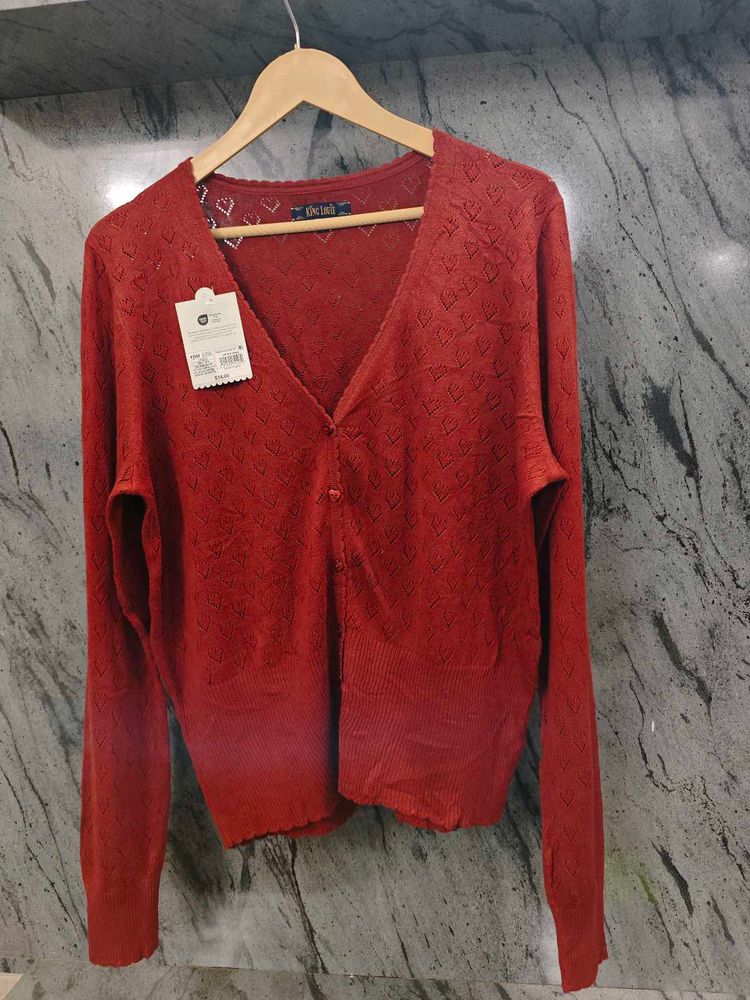 Charming Red Cardigan Sweater