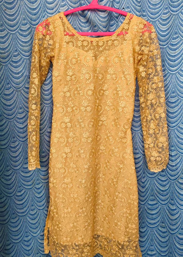 Elegant Gold Embroidered Kurta