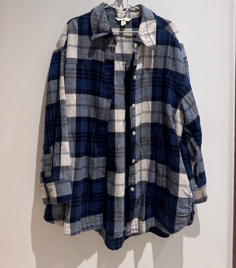H&amp;M - Oversized Plaid Flannel Shirt