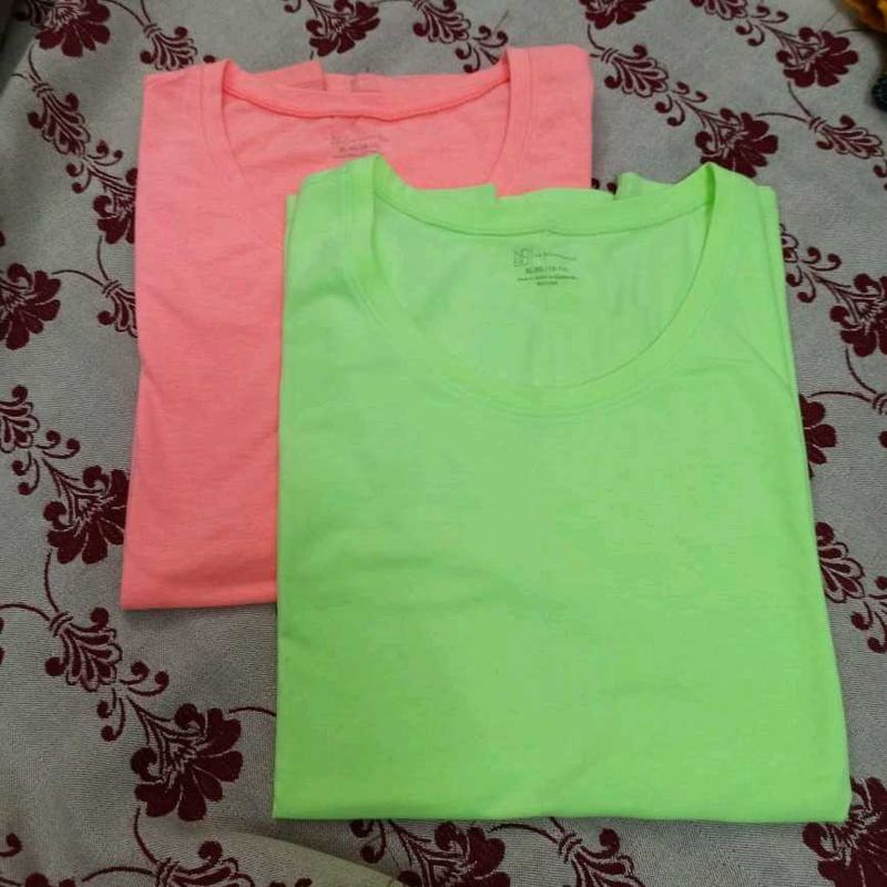 Combo of Neon Green &amp; Peach T-Shirts