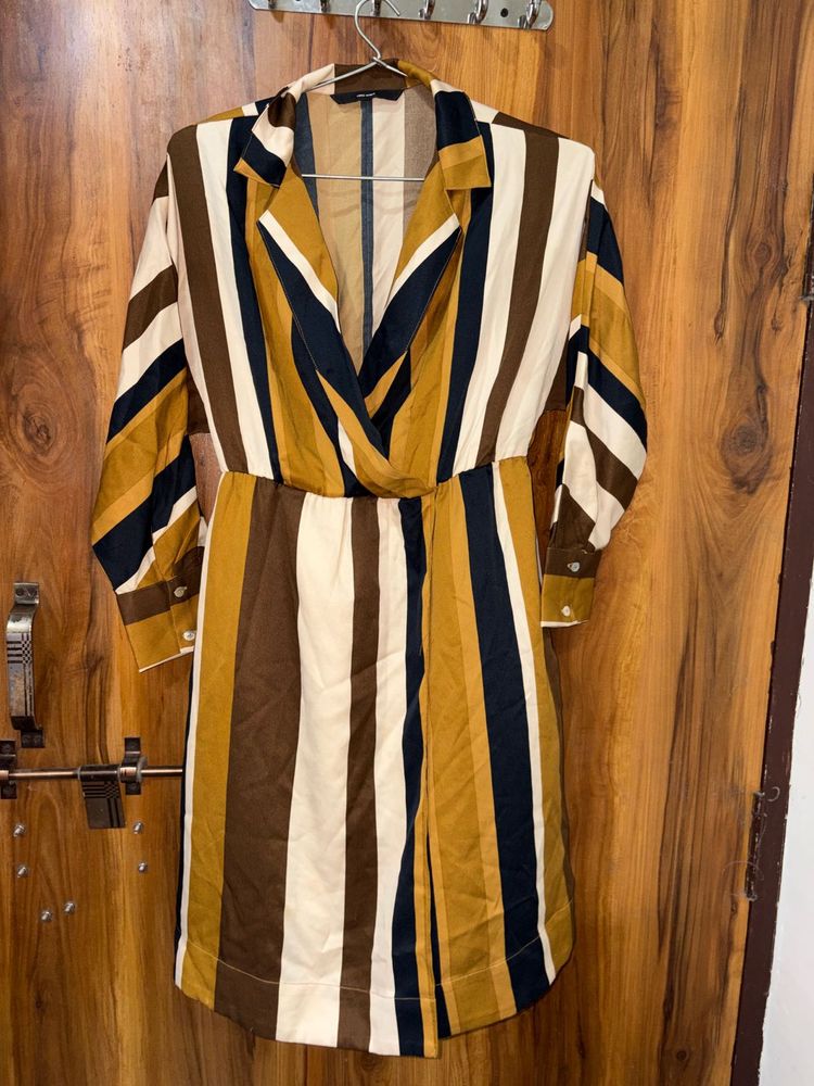 Chic Striped Wrap Dress