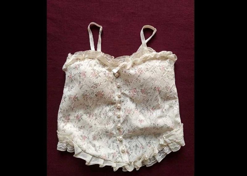 Floral Lace Camisole with Pearl Buttons